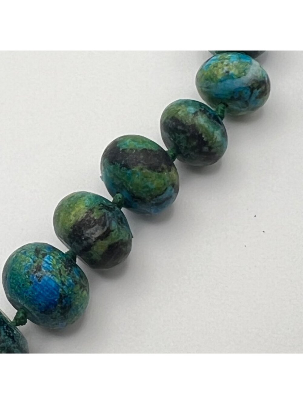 Natural Chrysocolla Graduated Bead Necklace 20" Knotted 128g Statement - Picture 10 of 15